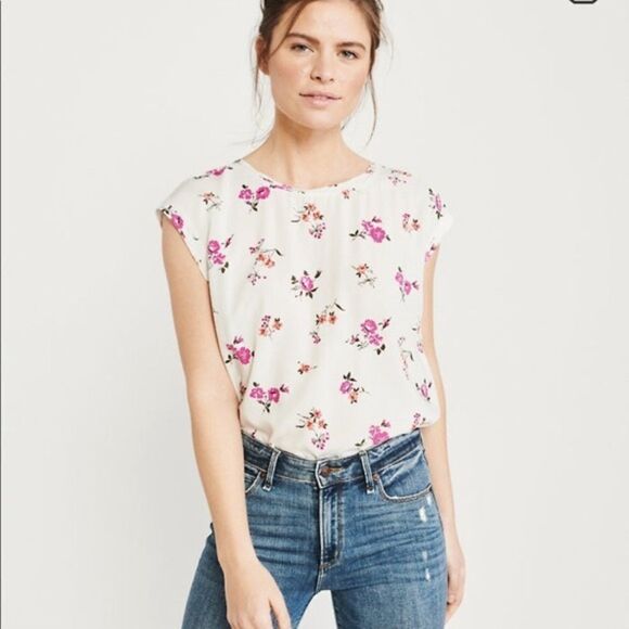 ABERCROMBIE & Fitch Floral Button Back Top - Picture 1 of 10